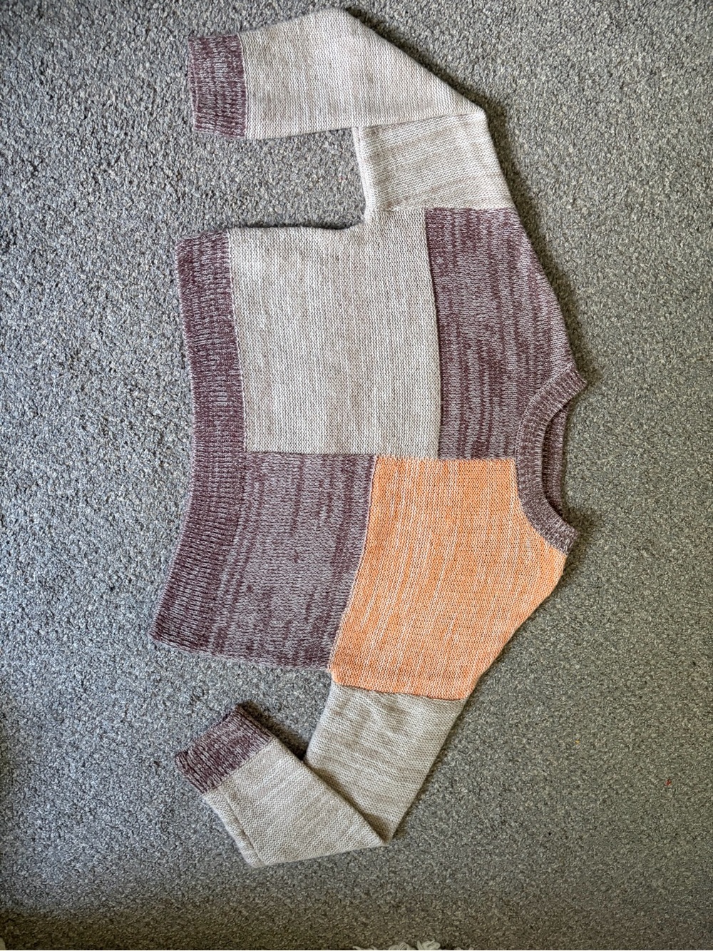 New York & Company Colorblock Crewneck Sweater in Mauve, Beige & Peach